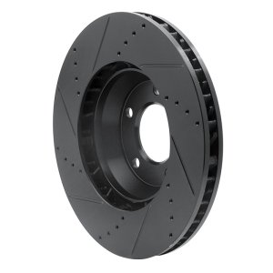 Audi Q7 Brake Rotor (1) - Front - R1 Concepts - Drilled & Slotted - Black - `03-`15